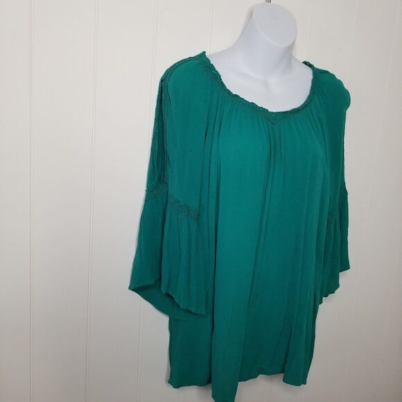 Westport Women's Top Size 1X Boho Crochet Lace Bell Sleeve - Picture 2 of 8